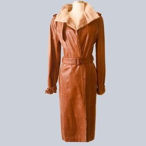 VTG GIANFRANCO FERRE LEATHER + SHERPA TRENCH COAT
